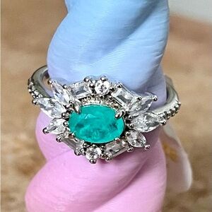 Bomb Party Silver Ring with Teal Gemstone